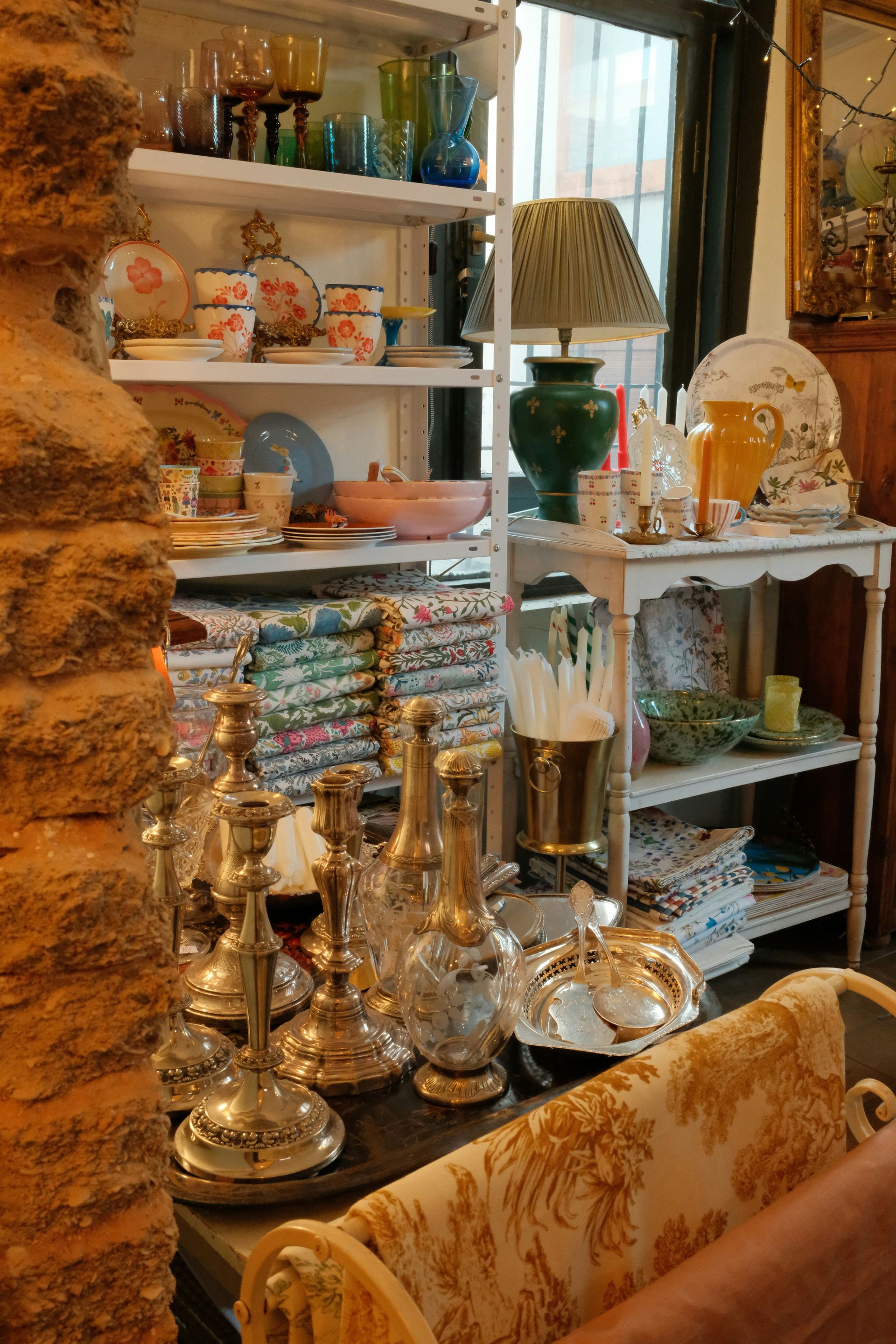 Collection of antique decorative objects and textiles